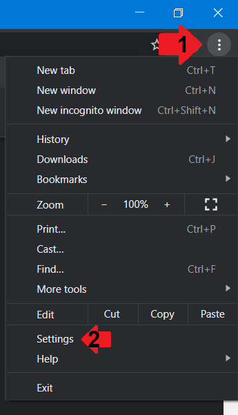 כניסה ל Settings - הגדרות בדפדפן כרום Chrome