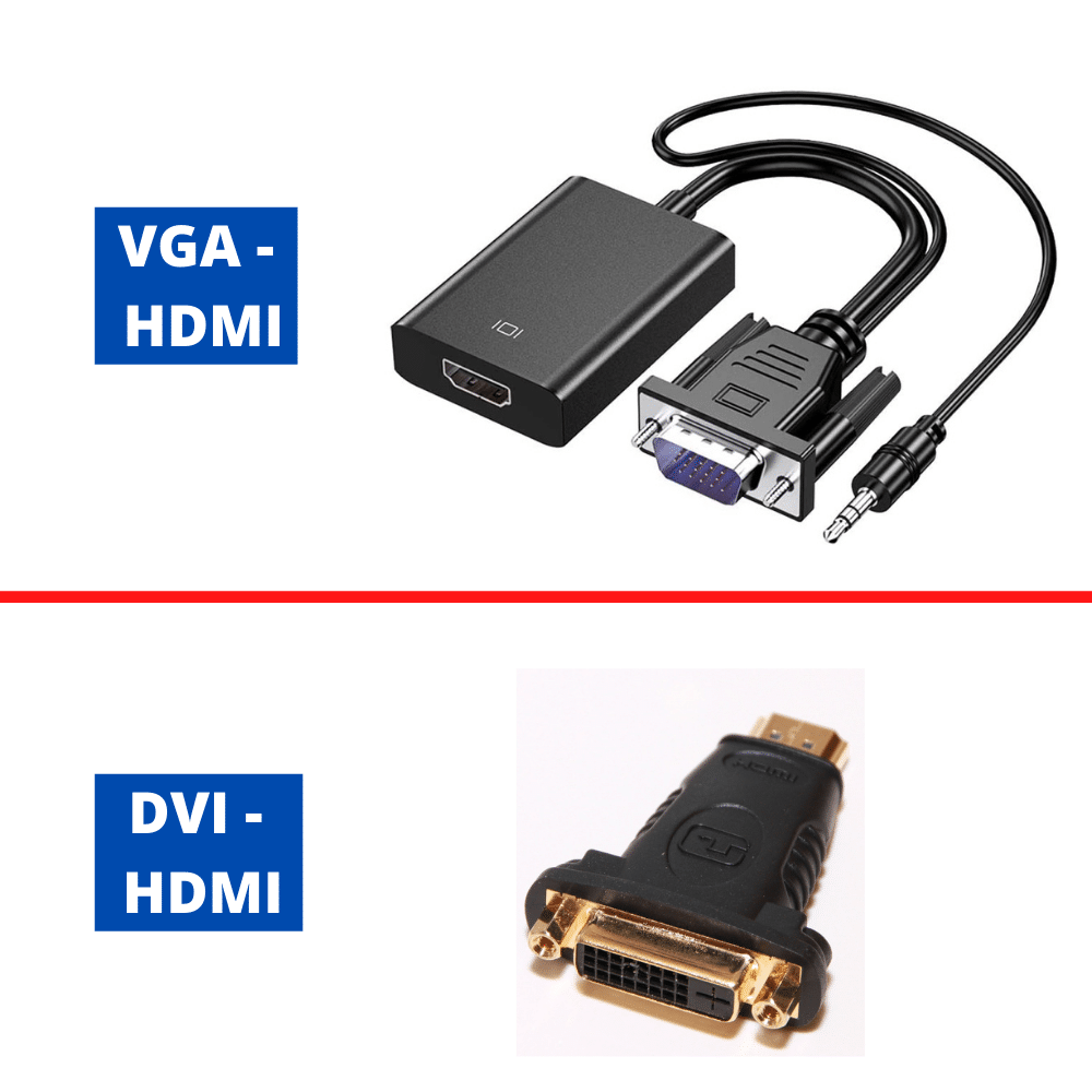 מתאם VGA - HDMI עם כבל אודיו ומתאם DVI - HDMI