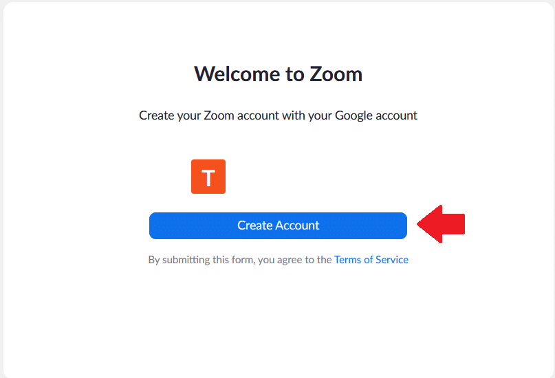 אישור יצירת משתמש בלחיצה על Create Account