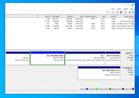 איך ליצור ולמחוק מחיצות במחשב בלי תוכנה בווינדוס 10