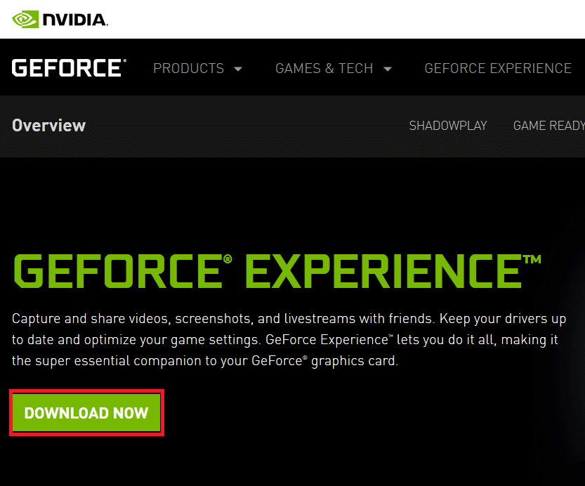 הורדת התוכנה NVIDIA GeForce Experience