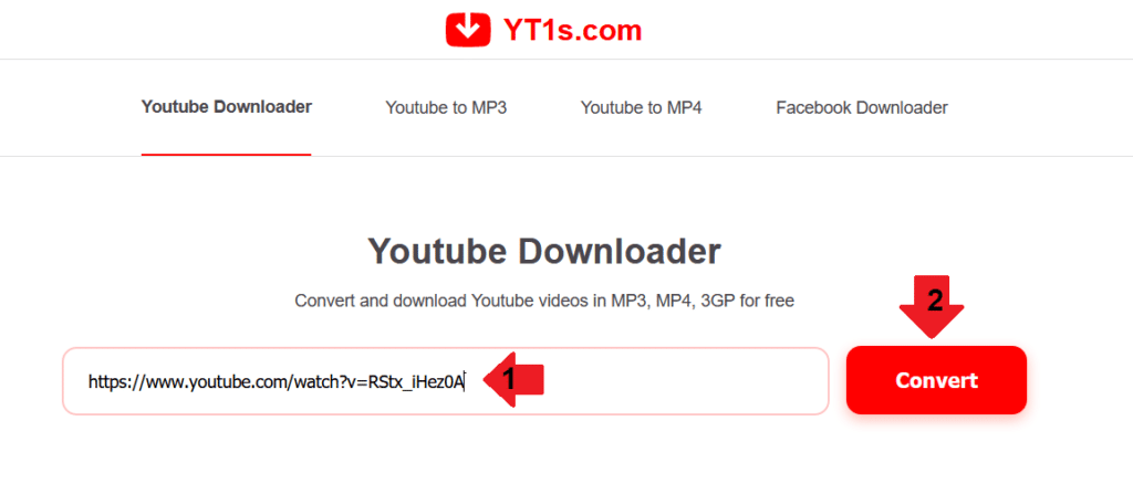 ניכנס לאתר YT1s נדביק את הקישור ונלחץ convert